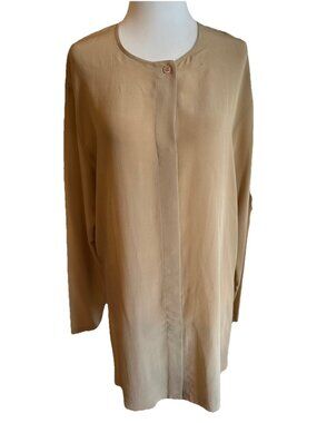 Vintage Daniel Field 💯 Silk Blouse Toffee Button Up Size M 10/12